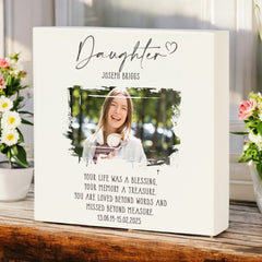 Personalised Daughter Memorial Sympathy Plaque Indoor or Outdoor With Photo