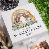 ukgiftstoreonline Personalised Jungle Safari Baby Memory Box Gift With Ribbon