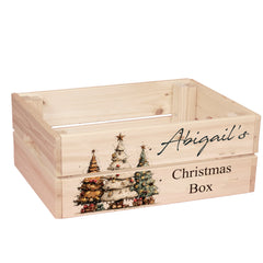 Personalised Christmas Crates With Trees Christmas Box