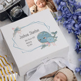 Personalised Baby Keepsake Memory Box Cute Whales UV-818