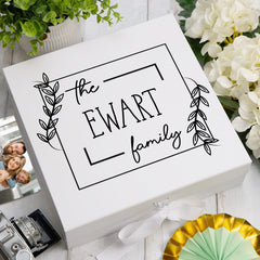 ukgiftstoreonline Personalised Family Name Leaf Design Keepsake Memory Box