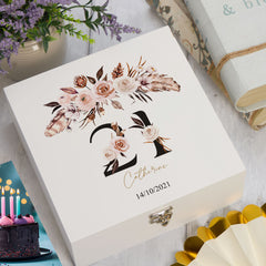 ukgiftstoreonline Personalised Boho Style Any Age Birthday Keepsake Memory Box Gift Keepsake Memory Box ukgiftstoreonline