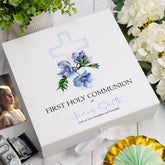 ukgiftstoreonline Personalised First Holy Communion Blue Cross Keepsake Memory Box Gift