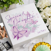 Personalised Special Daughter Pink & Purple Butterfly Gift Keepsake Memory Box
