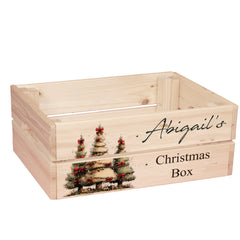 Personalised Christmas Crates With Trees Christmas Box