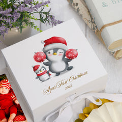 Personalised Christmas Eve Box With a Penguin Design