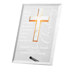 Personalised Christening Keepsake Plaque Gift With Marble Cross