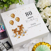 Personalised 80th Birthday Keepsake Memory Box Gold Presents