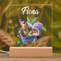 Personalised Butterfly On Wildflower Gift Night Light Bedroom Personalised Heart Gifts ukgiftstoreonline
