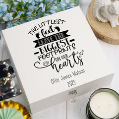 ukgiftstoreonline Personalised Baby Memorial Remembrance The Littlest Feet Keepsake Memory Box Keepsake Memory Box ukgiftstoreonline Wood Box Large