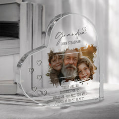 Grandpa Memorial Keepsake | Acrylic Block Remembrance Heart with Photo | Bereavement Sympathy Condolence Gift | 10x10x2cm
