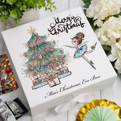 ukgiftstoreonline Personalised Girls Christmas Eve Box For Kids Keepsake Memory Box ukgiftstoreonline Ribbon Box Large