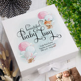 ukgiftstoreonline Personalised Baby Boy Large Memory Box Gift With Ribbon Balloon Design