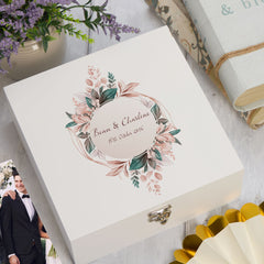 ukgiftstoreonline Personalised Wedding Wreath Design Keepsake Memory Box Keepsake Memory Box ukgiftstoreonline