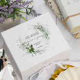 Personalised Wedding Keepsake Box Gift With Botanical Design
