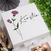Personalised Birth Flower Birthday Keepsake Box Memory gift box