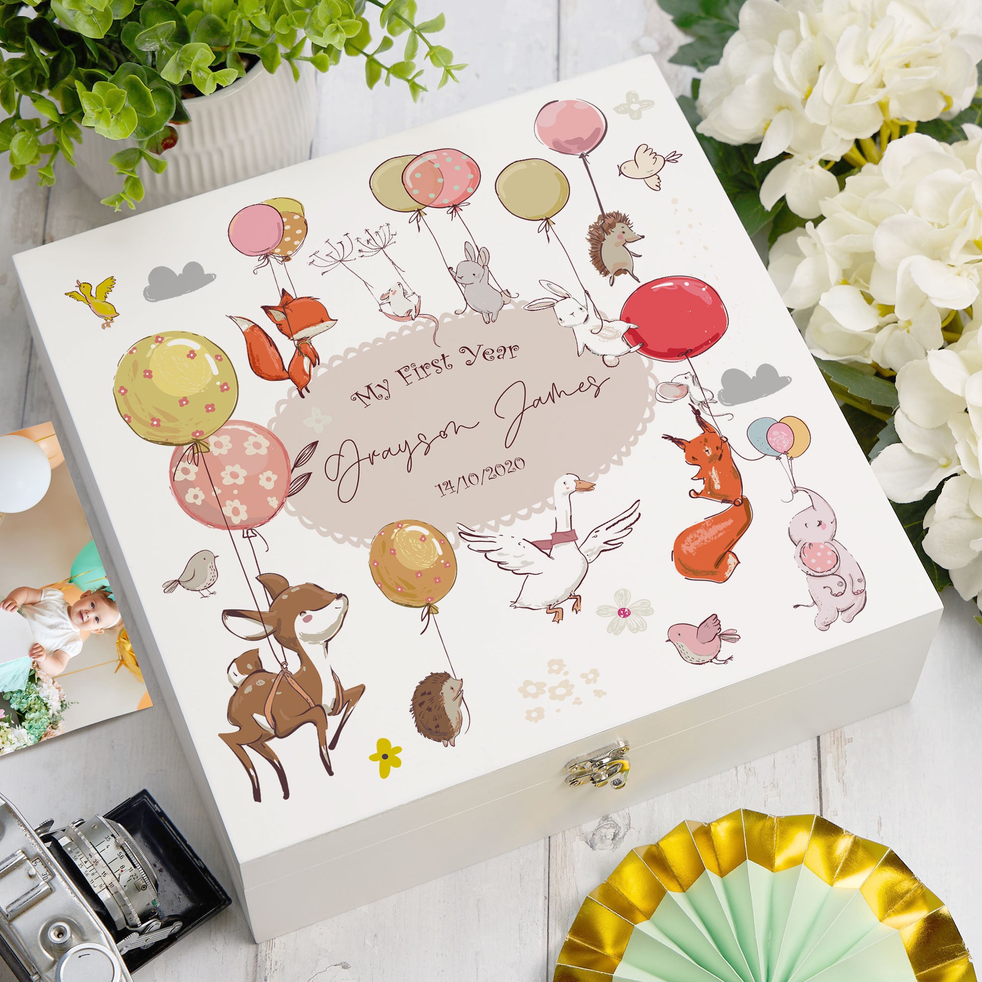 ukgiftstoreonline Personalised My First Year Birthday Keepsake Memory Box Keepsake Memory Box ukgiftstoreonline Wood Box Large