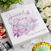 Personalised Special Gran Pink and Purple Butterfly Keepsake Memory Box Gift