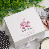 ukgiftstoreonline Personalised Baptism Pink Cross Keepsake Memory Box Gift