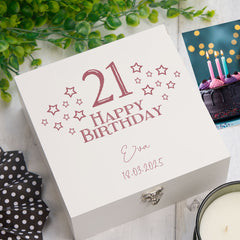 ukgiftstoreonline Personalised Any Age Birthday Gift Keepsake Memory Box Star Design 18th, 21st, 30th, 40th, 50th, 60th
