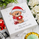 Personalised Baby's First Christmas Keepsake Box With Teddy In Jumper