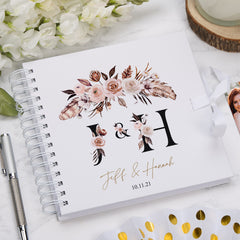 Personalised Boho Style Black Text Wedding Scrapbook Photo Album