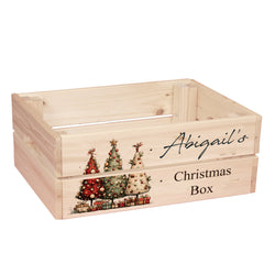 Personalised Christmas Crates With Trees Christmas Box