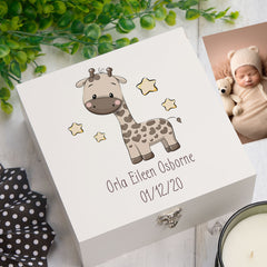 ukgiftstoreonline Personalised Baby Gift Keepsake Memory Box With Baby Giraffe