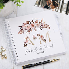 Personalised Boho Style Golden Text Wedding Scrapbook Photo Album