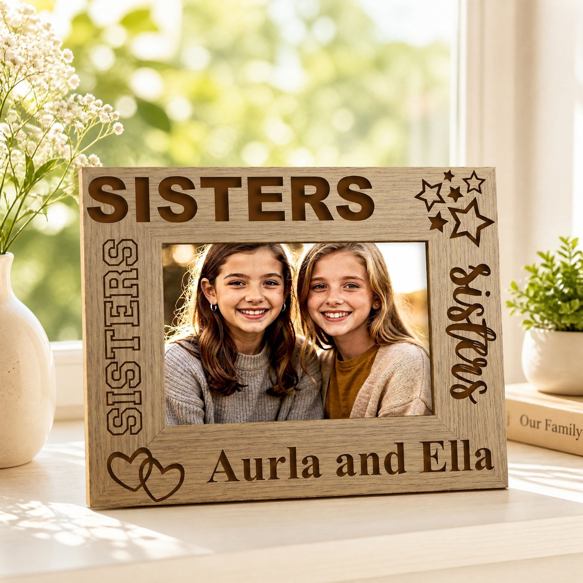Personalised Photo Frame | Sisters Sentiment Wooden Gift, Keepsake Sister Photo Frame ukgiftstoreonline