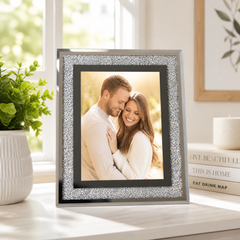 Crushed Crystal Photo Frame, Silver Mirrored Jewel, 5X7 Inch ukgiftstoreonline