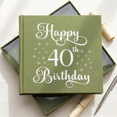 40th Birthday Photo Album, Olive Green Star Motif, 50 Prints ukgiftstoreonline