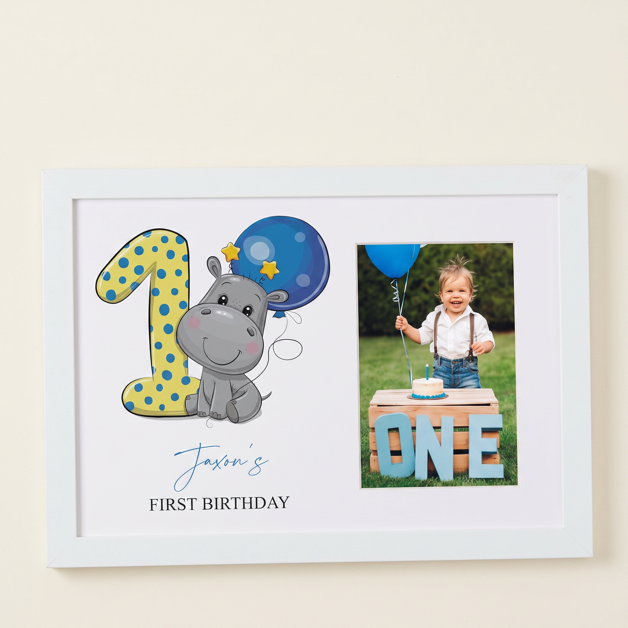 Personalised Baby Boy Photo Frame, 1St Birthday Keepsake Wood Gift Birthday Photo Frame ukgiftstoreonline