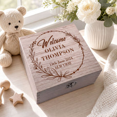 Personalised Wooden Memory Box - Large Hinged Keepsake Chest For Boys & Girls Keepsake Memory Box ukgiftstoreonline