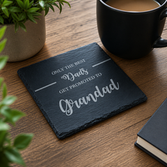 Grandad Slate Coaster, Best Dad Promotion Gift, 10Cm Natural Slate Personalised Slate Marker ukgiftstoreonline