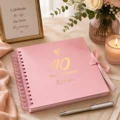 Personalised Birthday Scrapbook, Pink Love Heart Any Age Gift Scrapbook ukgiftstoreonline