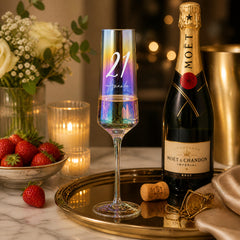 Personalised Champagne Glass | 21st Birthday Iridescent Prosecco Gift champagne glass ukgiftstoreonline