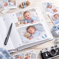 Large Personalised Book Bound Baby's First Year of Adventures Photo Keepsake Album Memory Book photo album ukgiftstoreonline
