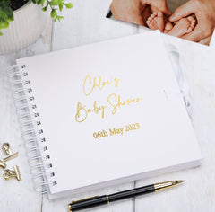 Personalised Baby Shower Multiple Colour Guest Book Scrapbook or Photo Album Foil Print Scrapbook ukgiftstoreonline