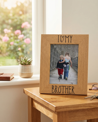 Brother Photo Frame – Engraved Oak Wood Finish Frame Brother Photo Frame ukgiftstoreonline