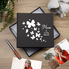 Mum In Loving Memory Black Butterfly Photo Album For 50 x 6 by 4 Photos photo album ukgiftstoreonline