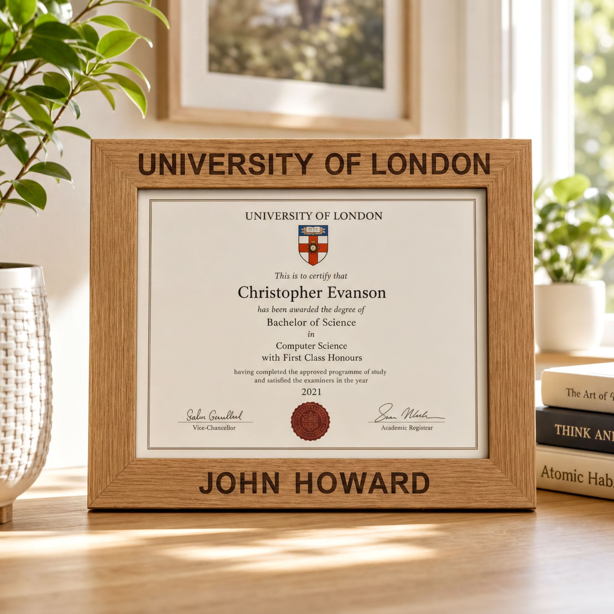Personalised Wooden Landscape Graduation Certificate Holder Frame personalised photo frames ukgiftstoreonline
