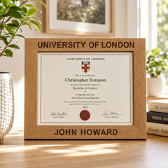 Personalised Wooden Landscape Graduation Certificate Holder Frame personalised photo frames ukgiftstoreonline