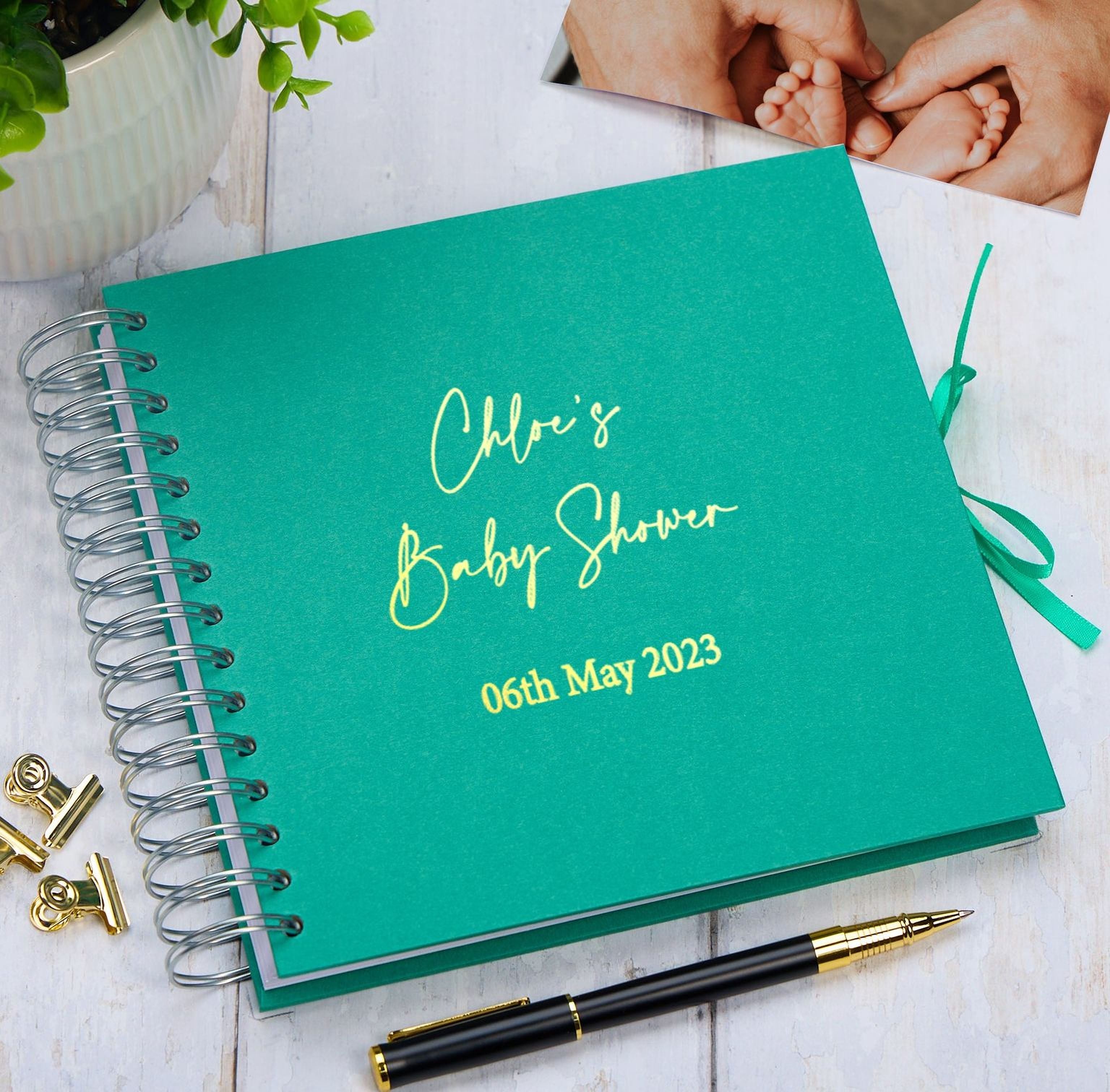 Personalised Baby Shower Multiple Colour Guest Book Scrapbook or Photo Album Foil Print Scrapbook ukgiftstoreonline