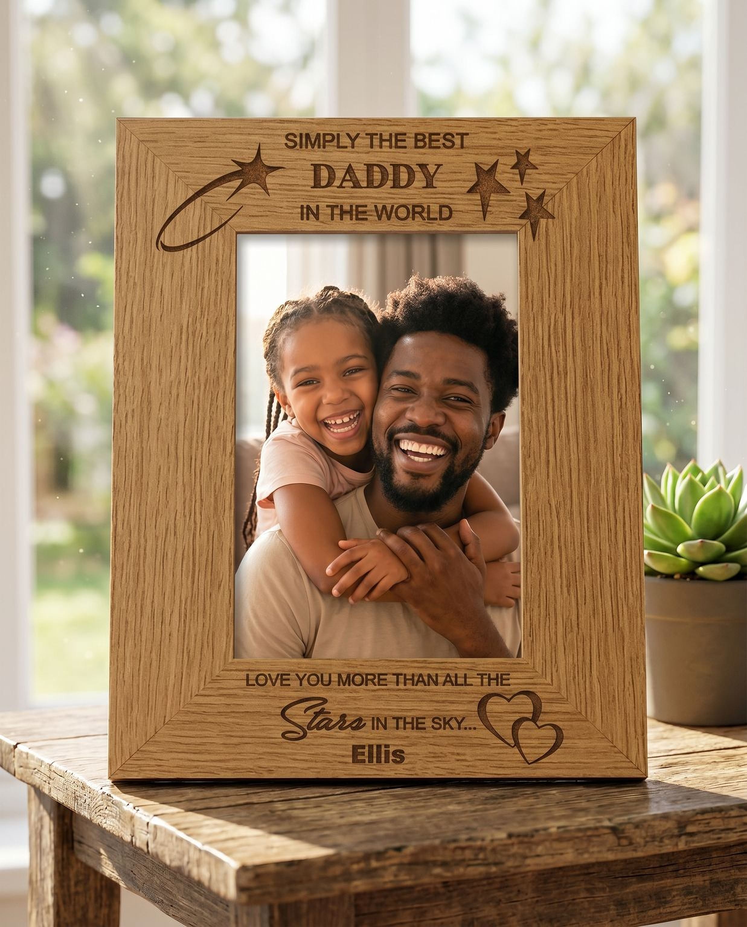 Personalised Daddy Photo Frame – Wooden Engraved Best Dad Gift Idea Photo Frame ukgiftstoreonline