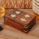 Personalised Playing Card Box - Luxury Rosewood Case With Brass Inlay & Custom Engraving Personalised Card Box ukgiftstoreonline
