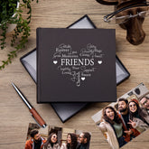 Friends Word Heart Black Photo Album Gift For 50 x 6"x4" Family Photo album ukgiftstoreonline