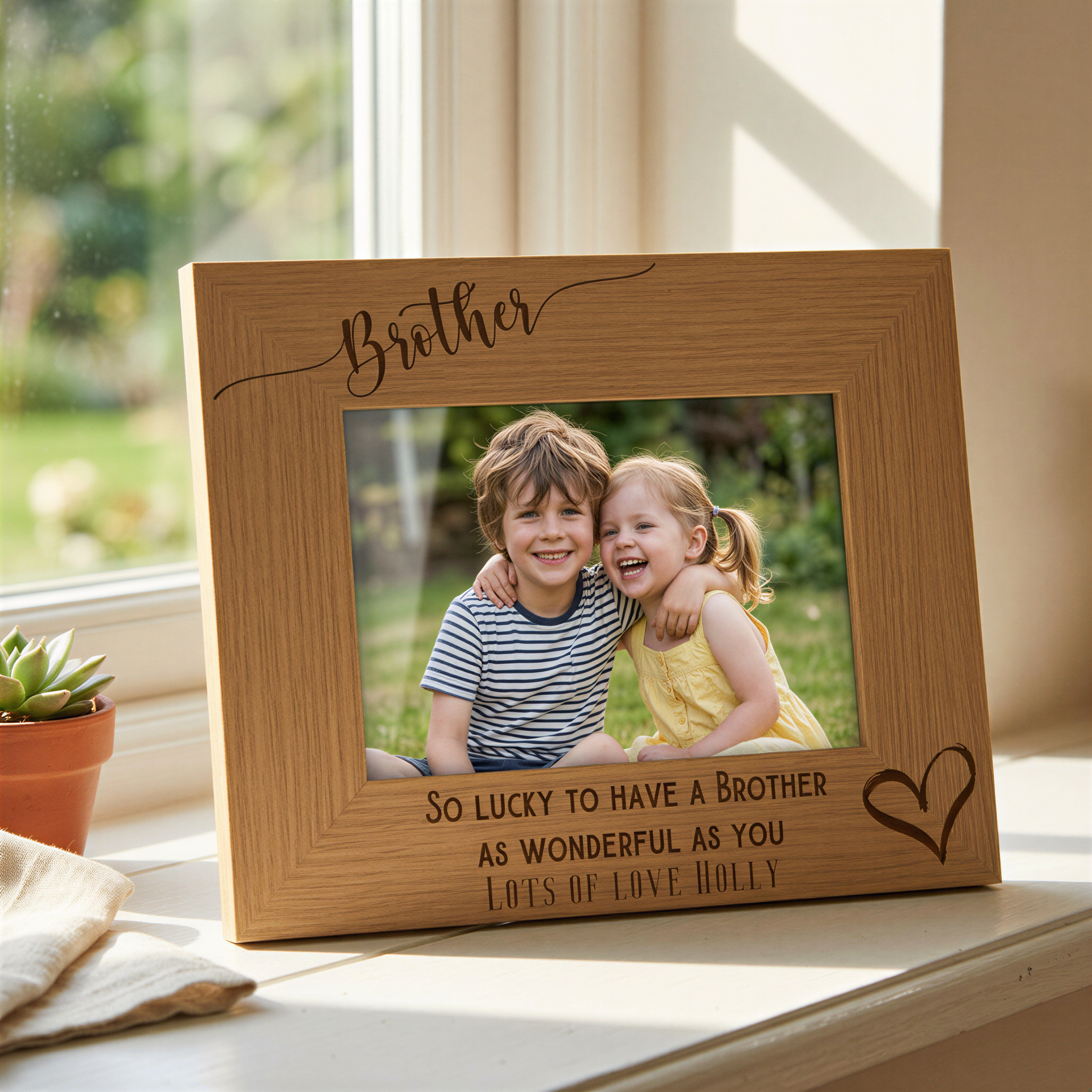 Personalised Brother Photo Frame - Engraved Wooden Picture Frame Gift For Memorable Display Nephew Photo Frame ukgiftstoreonline