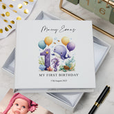 Personalised 1st birthday photo Album Boy or Girl Sea Mammals Theme In Gift Box