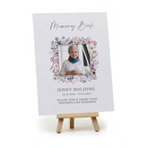 Personalised Funeral Condolence Sign For Guest Book With Easel A5 Scrapbook ukgiftstoreonline Multi Colourful Flowers